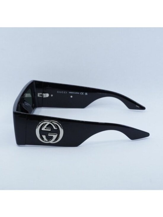 Gucci GG1646S 001 Sunglasses Black Rectangle Frame, Grey Lenses